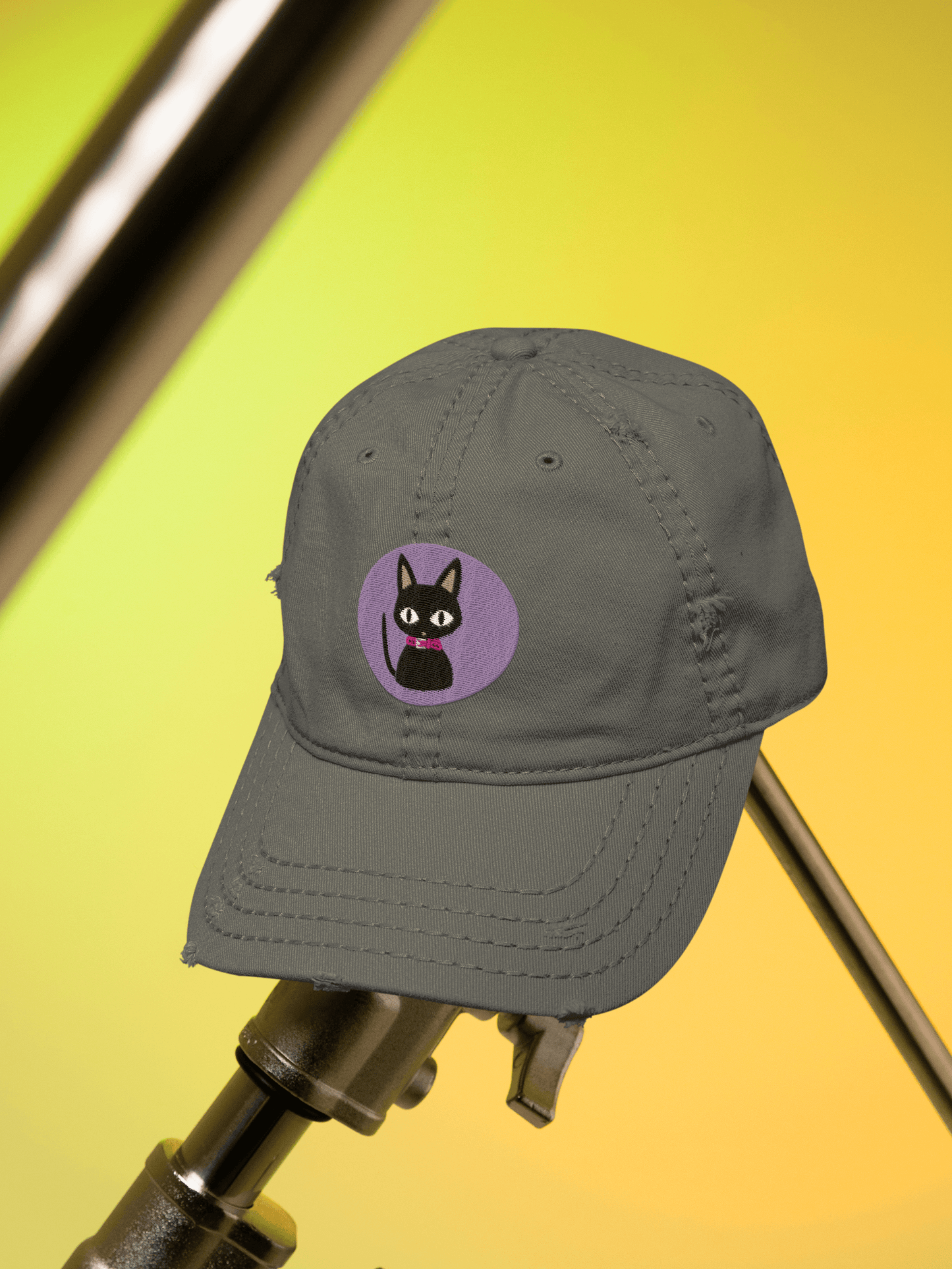 Nana cat design distressed cap-Inspired by Nana Fungi Freak