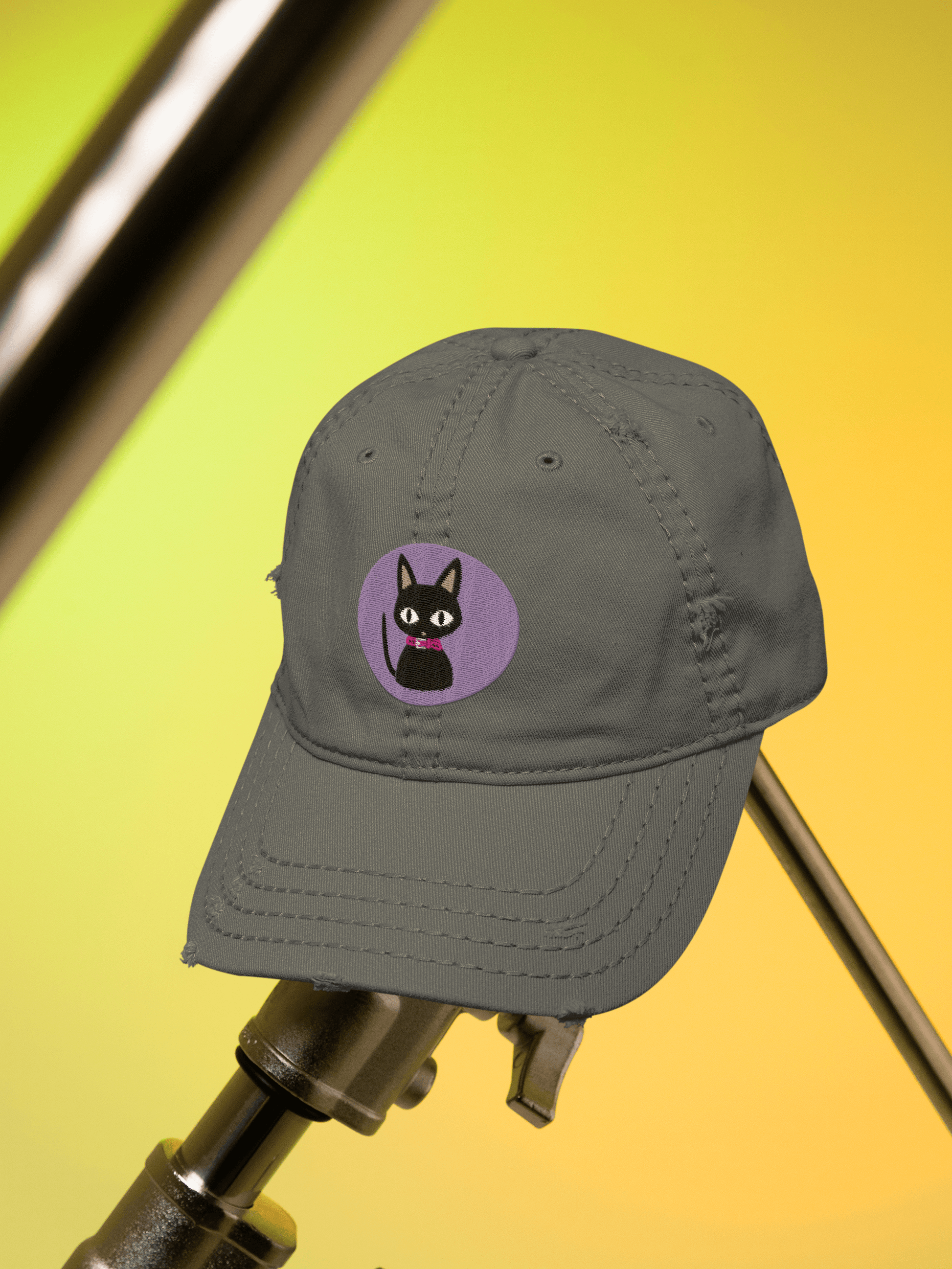 Nana cat design distressed cap-Inspired by Nana Fungi Freak