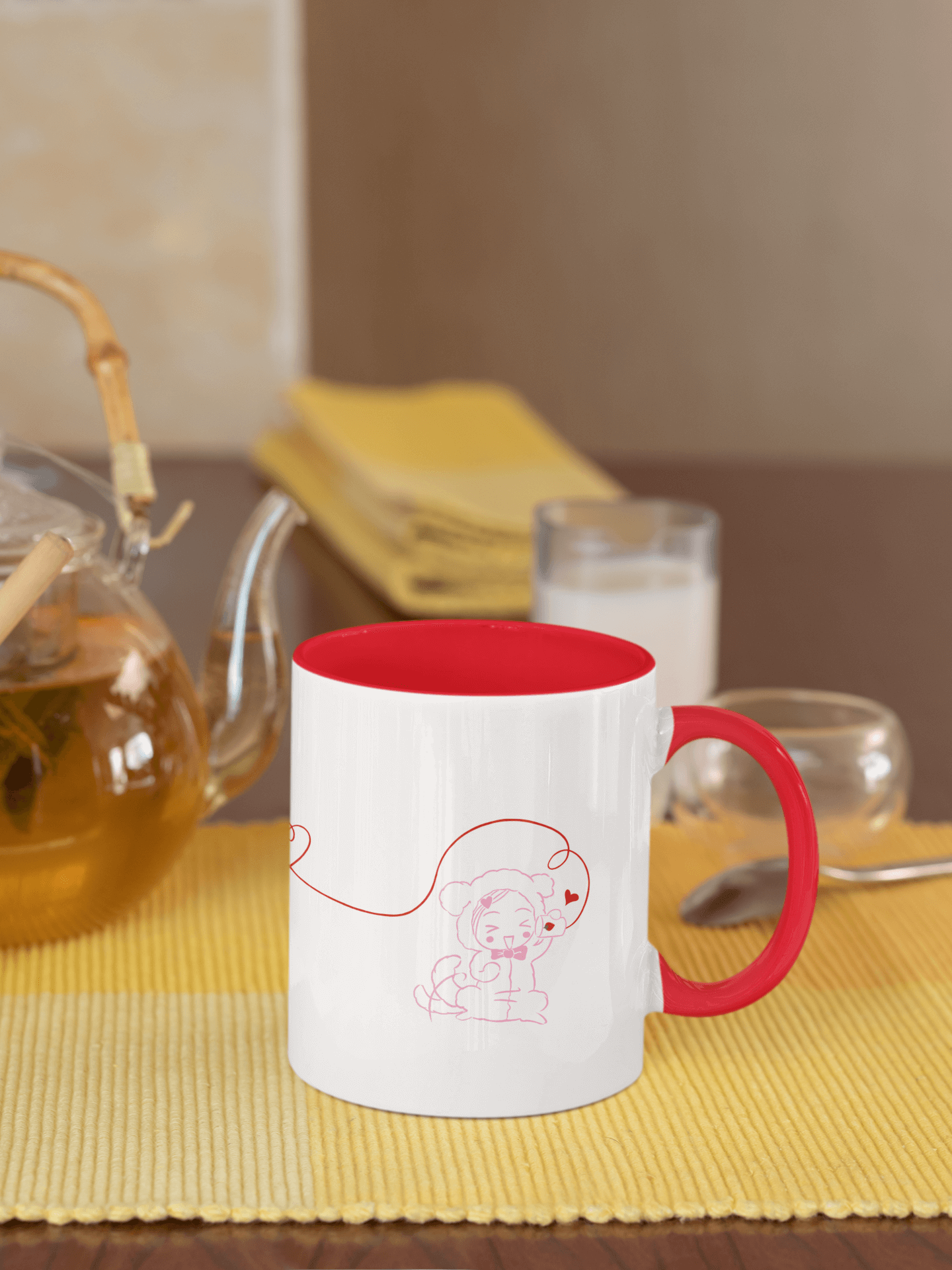 Hachi Dog & Nana Cat Mug with Color Inside – Inspired by Nana Fungi Freak