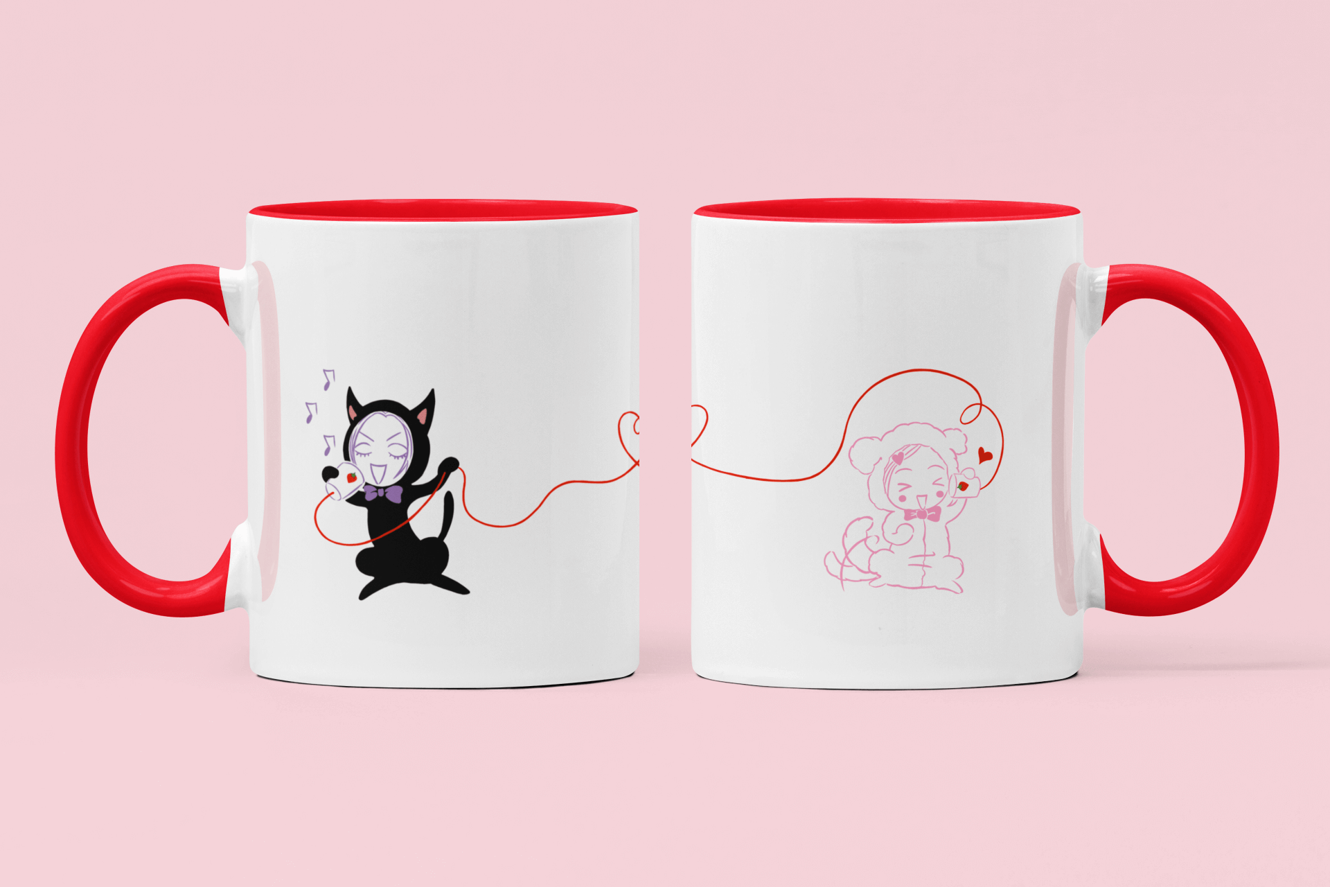 Hachi Dog & Nana Cat Mug with Color Inside – Inspired by Nana Fungi Freak