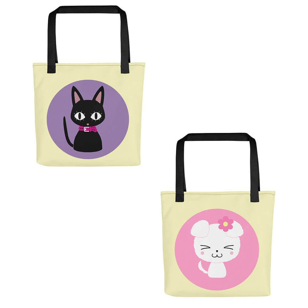 Hachi dog/Nana cat design Tote bag-Inspired by Nana Fungi Freak